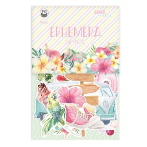 P13 Summer Vibes Ephemera 13-delig, versiering, scrapbooking, kaarten maken, ambachtelijke benodigdheden, collage, ambachtelijke benodigdheden, tropisch, aquarel, gestanste