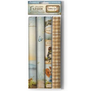 Stamperia Versteckter Grove-Stoffpaket,Bastelbedarf,Kartenherstellung,Scrapbooking,Verzierungen Blumenmuster,Waldmuster-Stoff
