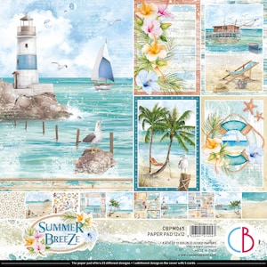 Ciao Bella Summer Breeze 12&quot;x 12&quot; Scrapbooking Paper Set, Craft Supplies,Collage,Card Making,New Ciao Bella Ocean Nautical Paper Tropical