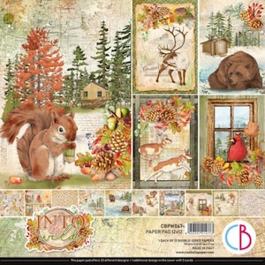 Ciao Bella Into The Wild 12&quot; x 12&quot; Scrapbooking Paper Set ,Craft Supplies ,Forest Paper,Card Making,Double Sided Paper Fall Autumn Paper
