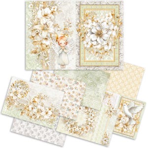 Ciao Bella Blessing Day A5 Mixed Rice Paper 8pc,Craft Supplies,Floral Angel Kids Laces Paper, Card Making, Decoupage Paper, Mixed Media