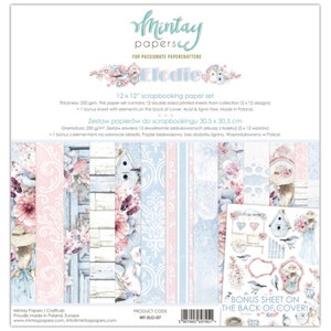 Mintay Elodie 30,5 x 30,5 cm Scrapbooking Papier-Set, Kartenherstellung, Bastelbedarf, Collage, Blumenpapier, Lavendel Blumen Frühlingsvögel Papier-Set, Mintay