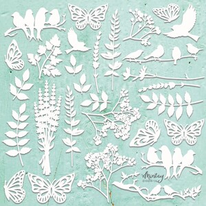 Mintay Chippies Nature Set Chipboard, Embellishments,Chipboard,Craft Supplies,Collage,Spring,Floral,Decorative Chipboard Botanical,Plants