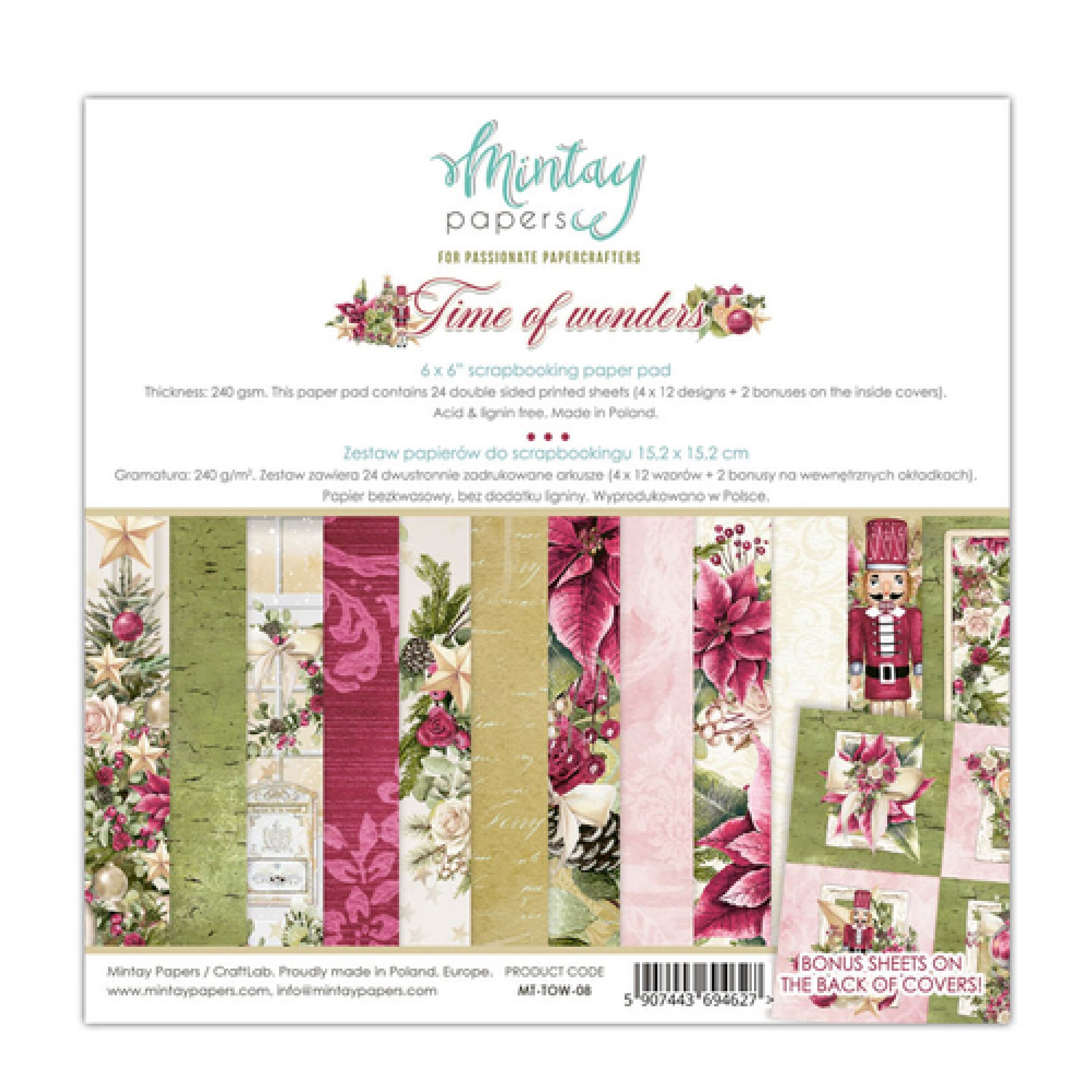 Scrapbooking Collection Kit Winterland by Mintay Papers Choose 12x12'', 6x6  Double Sided and Chipboard Die Cut Elements, Christmas Crafts 