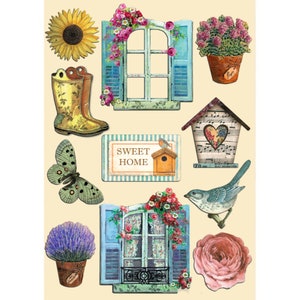 Stamperia Garten A5 farbige Holzformen,Bastelbedarf,Kartenherstellung,Scrapbooking,Collage, Verzierungen Mixed Media Holzformen Floral