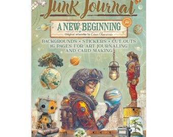 Stamperia A New Beginning Junk Journal Stickers Cut-outs Backgrounds,Craft Supplies, Steampunk Spaceships, Robots Scrapbooking