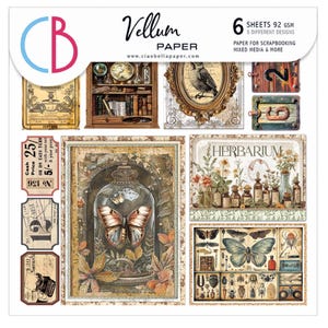 Rariteitenkabinet Ciao Bella 6 x 6 inch perkament, knutselspullen, kaarten maken, bloemen, botanische planten, vintage kaartjes met kaartjes