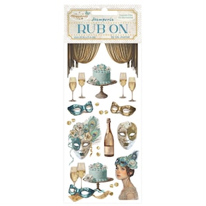 Masques Stamperia Mascarade Rub On, Fournitures créatives, Fabrication de cartes, Décorations pour scrapbooking, Transfert d'image, Turquoise, Rub On