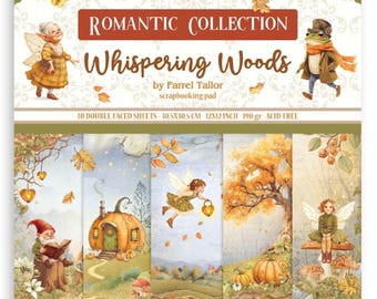 Stamperia Whispering Woods 12" x 12" Paper Pad 10 pc Double Side,Craft Supplies,Card Making, Scrapbooking Paper Pad,Autumn Forest Fairy Fall