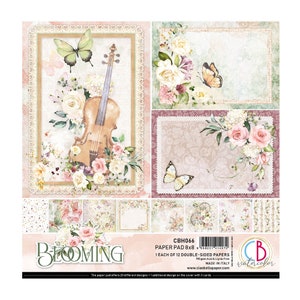 Ciao Bella Blooming 8 "x 8" Scrapbooking Papier Set Bastelbedarf Blumen,Gartenpapier,Kartenherstellung,Frühlingspapierset Aquarell Rosen Shabby