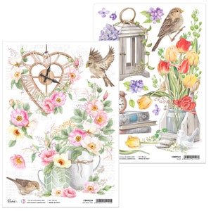 Ciao Bella Sparrow Hill A4 Rice Paper,Decoupage Paper, Floral,Garden Paper,Birds Rice Paper ,Collage,Card Making,Craft Supplies,Spring Paper