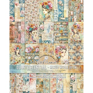 Ciao Bella Paper Quintessential A4 Maxi Mixed Media Book ,Craft Supplies,Scrapbook Paper,Fussy Cutting LuMania Collection,Cardmaking Paper