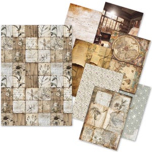 Ciao Bella Codex A5 Mixed Rice Paper 8pc,Craft Supplies, Rice Paper,Card Making,Decoupage Paper Botanical Plants Background Rice paper