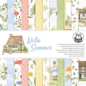 P13 Hello Summer 6"x 6" Scrapbooking Paper Pack,Double Side Paper,Scrapbooking,Card Making,Craft Supplies,Collage,Spring Flowers Paper Pad