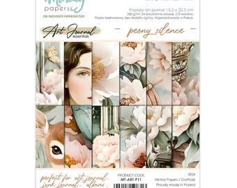 Mintay Paper Art Journal Essentials 6" x 8" Paper Set Peony Silence ,Card Making Background Patterns Craft Supplies, Double Sided
