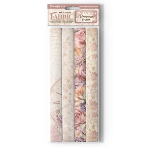 Stoffenpakket Stamperia Romance Forever, knutselspullen, kaarten maken, scrapbooking, stof versieringen bloemen, stof dagboek plakboekstof