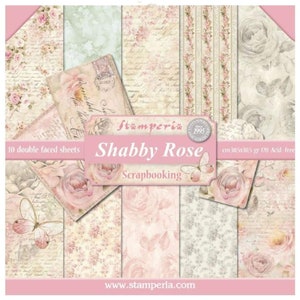Stamperia Shabby Rose 30,5 x 30,5 cm Scrapbooking Papierblock,Papierhandwerk,Bastelbedarf,Scrapbooking,Collage,Partyzubehör,Blumen Papier,Rosa