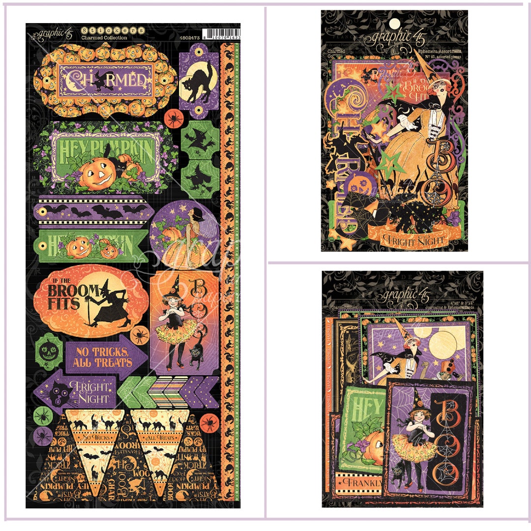 Graphic 45 Charmed Embellishments ,halloween ,craft Supplies,card