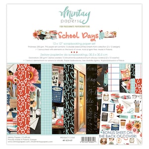 Mintay Schultage 12 "x 12" Scrapbooking-Papierset, Kartenherstellung, Bastelbedarf, Collage, Schulpapierset, Kinderrückenschulpapier, Premium-Papier