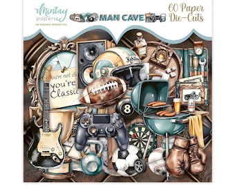 Mintay Man Cave Ephemera ,Card Making,Craft Supplies, Husband Boyfriend ,Die Cut Mintay Paper Elements Pieces Men's Craft Supplies Scrapbook