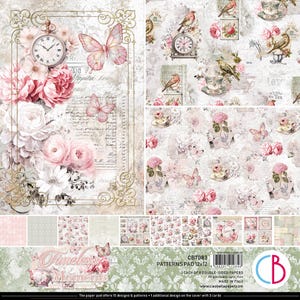 Ciao Bella Timeless Memories 12" x 12" Patterns Scrapbooking Paper Set,Craft Supplies, Floral Paper,Card Making,Decorative Paper Background