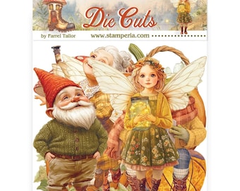 Stamperia Whispering Woods Assorted Die Cuts Chipboard,Craft Supplies,Card Making,Scrapbooking,Autumn Forest Fairy,Gnome Fall Embellishments