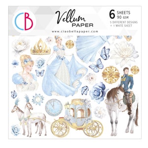 Ciao Bella Midnight Spell 6" x 6" Vellum Fussy Cut Set,Craft Supplies,Magic Princes Blue Floral,Tags Vellum Fussy Cutting Ciao Bella Vellum