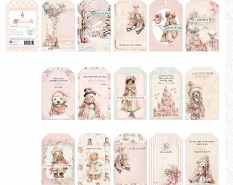 Prima Marketing Christmas Blush Tags Pad, Vintage Noel Journaling Cards ,Craft Supplies,Scrapbook ,Embellishments