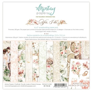 Mintay Yes I Do Papierblok van 6 x 6 inch, scrapbooking, kaarten maken, knutselspullen, collage, decoratief bruiloftspapier, romantiek Premium Paper Love