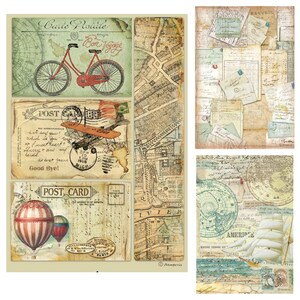 Stamperia Rund um die Welt A4 Reispapier,Verzierungen,Bastelbedarf,Reisen Reispapier Decoupage Papier,Vintage Reispapier,Scrapbooking