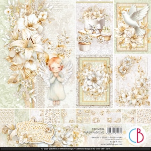 Ciao Bella Blessing Days 12" x 12" Scrapbooking Paper Set,Craft Supplies Spirituality Angel Floral Paper,Card Making, Cute Paper Set Collage