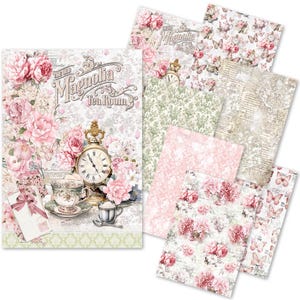 Ciao Bella Timeless Memories A5 Papier de riz mélangé 8 pièces, Fournitures créatives, Papier oiseaux roses et fleurs, Fabrication de cartes, Papier de découpage Roses printanières