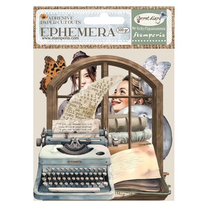 Stamperia Secret Diary Ephemera, knutselspullen, kaarten maken, scrapbooking, bloemenversieringen zelfklevende stempels Stamperia, dagboek Lady Cat