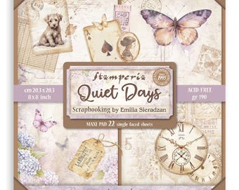 Stamperia Quiet Days 8" x 8" Single Faced Maxi Paper Pad ,Craft Supplies, Scrapbook Paper