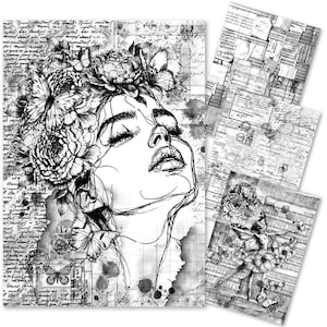 Papier Ciao Bella, Souvenirs significatifs, A4, Papier de riz, 4 pièces, Fournitures créatives, Fleurs, Papier pour fabrication de cartes, Paquet de papier de découpage