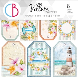 Ciao Bella Summer Breeze 6 x 6 po. Papier vélin, Fournitures créatives, Collage, Fabrication de cartes, Nouveau papier nautique Ciao Bella vélin océan transparent