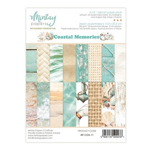 Bloc de papier Mintay Coastal Memories 6 x 20 cm, Fabrication de cartes, Fournitures créatives, Nautique, Mer, Motifs estivaux, Arrière-plans papier double face