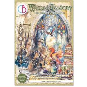 Journal de la malbouffe A4 Ciao Bella Wizard Academy et livre éphémères, fournitures créatives, fabrication de cartes, étiquettes Ciao Bella, livre éphémère de découpe difficile chat fantastique