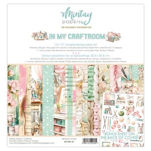 Mintay In My Craftroom 12" x 12" Scrapbooking Paper Set,Card Making,Craft Supplies,Crafty Room Designs Paper Set,Double Side Paper Scrapbook