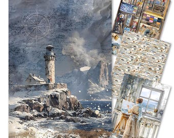 Ciao Bella An Artist Journey A4 Mixed Rice Paper Set 4pc,Craft Supplies Decoupage Paper