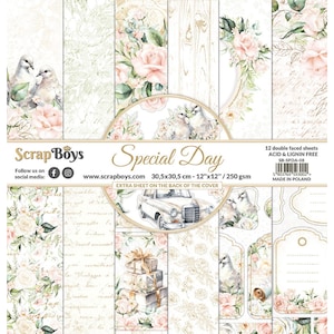 ScrapBoys Special Day 12 "x 12" Scrapbook Papier Set,Handwerk Material,Kartenherstellung,Scrapbook,Doppelseitiges Papier Hochzeit,Floral,Spitzen Papier Set