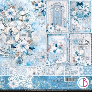 Ciao Bella Elegance Of Blue 12" x 12" Scrapbooking Paper Set ,Craft Supplies, Christmas Paper Set,Card Making,Christmas Blue Paper Scrapbook