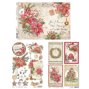 Ciao Bella Christmas Vibes A4 Rice Paper, Winter Christmas Paper, Decoupage Paper Collage,Card Making,Craft Supplies,Christmas Noel Paper
