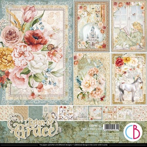 Ciao Bella Reign Of Grace 12" x 12" Scrapbooking Paper Set Craft Supplies Floral,Garden  Paper,Collage,Card Making,Spring Paper Set,Princess