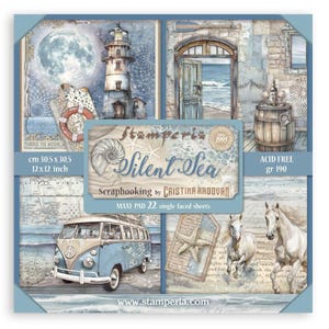 Stamperia Silent Sea 12" x 12" Single Faced Maxi Paper Pad,Craft Supplies,Card Making,Scrapbooking Paper Pad,Ocean Nautical Summer Paper Pad