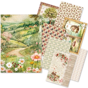 Ciao Bella Woodland Party A5 Mixed Rice Paper 8pc,Craft Supplies,Card Making,Decoupage Paper Garden Forest Background Rice Paper