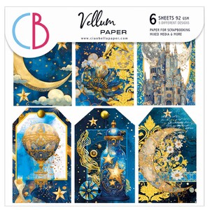 Ciao Bella Celestial 6 x 6 po. Vélin coupe soignée, Fournitures créatives Lune, Univers, Symboles cosmiques, Étoiles, Constellations de planètes, Papier vélin