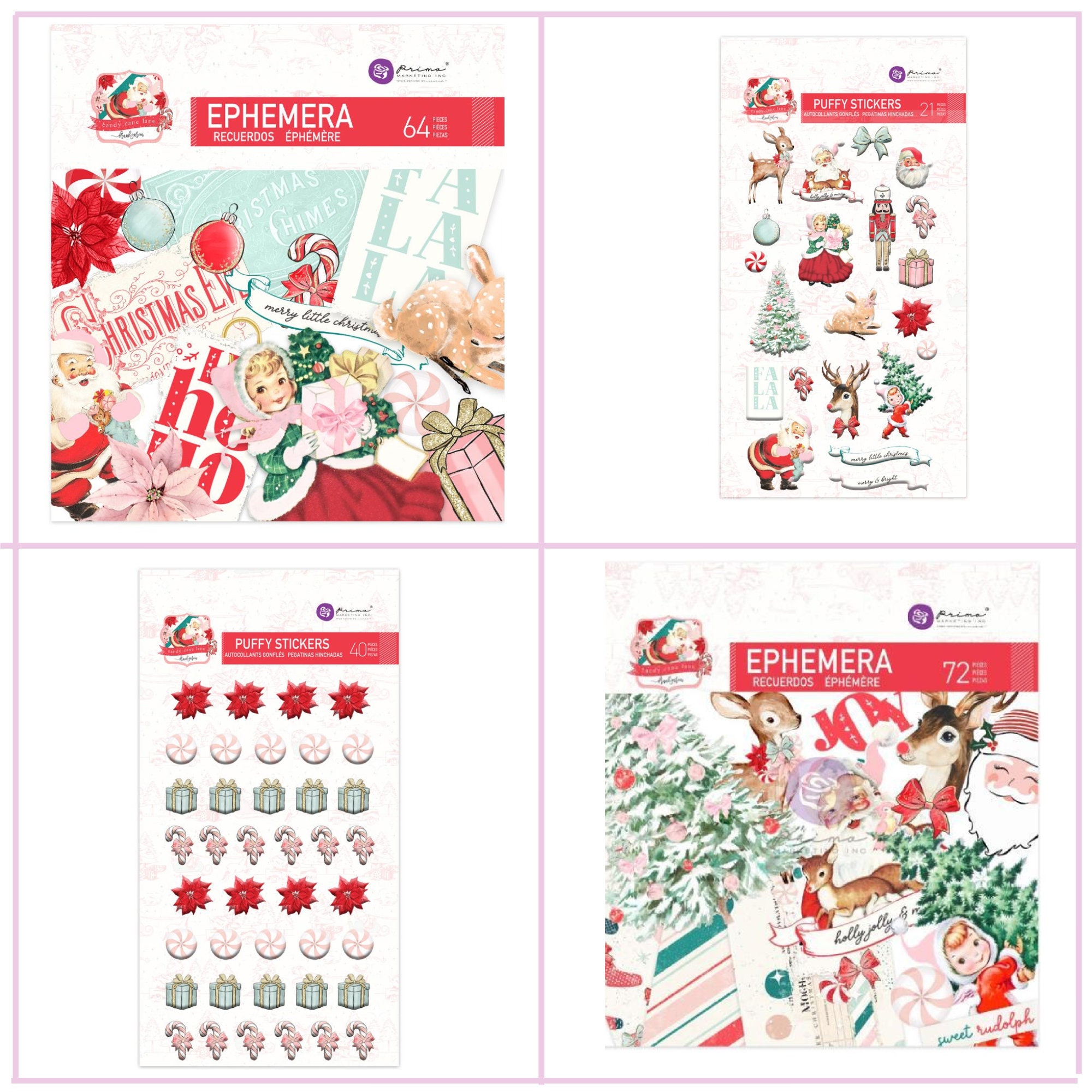 Vintage Pink Christmas Sticker Pack
