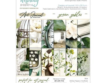 Mintay Paper Art Journal Essentials 6" x 8" Paper Set Green Gables ,Card Making Background Patterns Craft Supplies, Double Sided