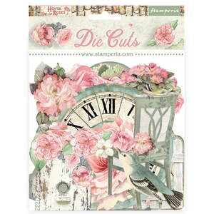 Stamperia House Of Roses ダイカット クラフト用品、カード作り、スクラップブック装飾 チップボード ダイカット バラ フローラル コラージュ Stamperia